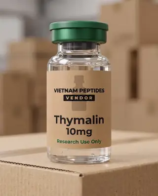 Thymalin 10mg vial with a Vietnam Peptides Vendor label